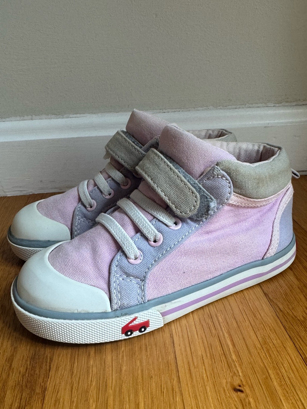 See Kai Run Kids Peyton Light Pink and Gray High-Top Sneakers